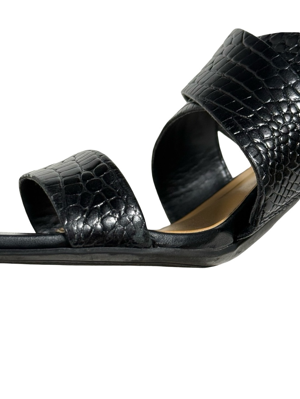 Vionic Merlot Black Croc Embossed Leather Block Heel Comfort Sandals Womens 10 - Picture 12 of 13